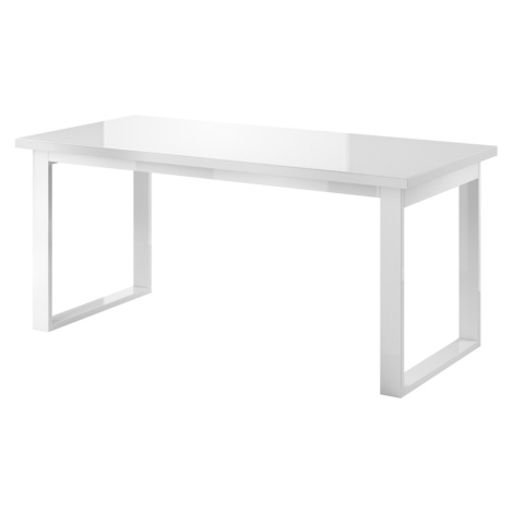 DEJEON rozkládací stůl, bílá/bílé sklo Helvetia