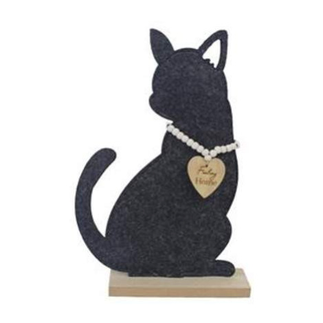 Dekorace kočka na podstavci filc černá 29cm Morex
