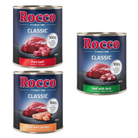 Rocco Classic míchané balení na zkoušku 6 x 800 g - exkluzivní mix: hovězí, hovězí/losos, hovězí