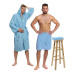 Interkontakt Sada Light Blue: župan s kapucí + pánský saunový kilt + osuška Velikost županu XL