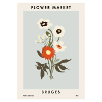 Ilustrace Flower Market Bruges, NKTN, (30 x 40 cm)