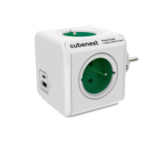 Cubenest PowerCube Original rozbočka, 4 zásuvky + USB A+C PD 20 W, zelená - 6974699971016