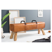 Estila Designová luxusní lavice Bock Kult z pravé kůže 134cm