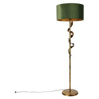 Vintage stojací lampa starožitná zlatá se zeleným stínidlem - Linden
