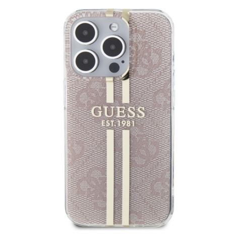 Zadní kryt Guess IML 4G Gold Stripe pro Apple iPhone 15 Pro Max, růžová