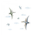 Yokodesign Nálepky na zeď - Pterosauři v oblacích Velikost: velká - L