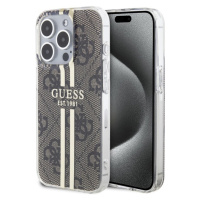 Guess IML 4G Gold Stripe kryt iPhone 15 Pro hnědý