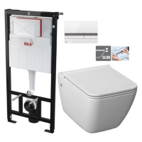 ALCADRAIN Sádromodul předstěnový instalační systém s bílým/ chrom tlačítkem M1720-1 + WC JIKA PU