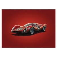 Umělecký tisk Ferrari 412P - Red - Daytona - 1967, Automobilist, 70 × 50 cm