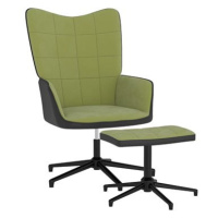 Relaxační křeslo se stoličkou světle zelené samet a PVC, 327845