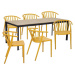 Zahradní jídelní set pro 6 osob se žlutou židlí Capri a stolem Thor, 210 x 90 cm