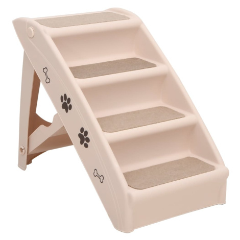 vidaXL Skládací schůdky pro psy krémové 62 x 40 x 49,5 cm
