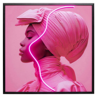 KARE Design Zarámovaný obraz Pink Woman LED 80x80cm