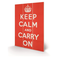 Dřevěný obraz Keep Calm and Carry On, 20 × 29.5 cm