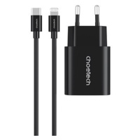 ChoeTech PD20W Type-C Wall Charger + MFi USB-C to Lightning Cable, black