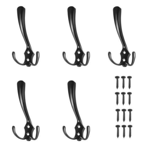 Černý nástěnný věšák - sada 5 ks