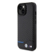 BMW hard silikonové pouzdro iPhone 15 6.1" black Leather Carbon