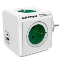 Cubenest Powercube Original USB PD 20W, A+C, 4x zásuvka, bílá/zelená