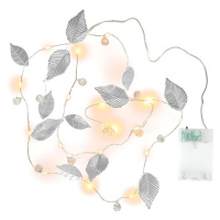 Osvětlení perly a stříbrné listy, 20 LED, teplá bílá, 2 kusy