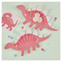 Ginger Ray Talíře ve tvaru dinosaura - Růžové 8 ks