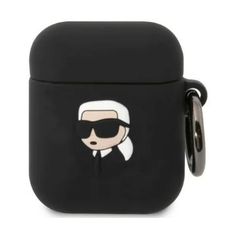 Pouzdro Karl Lagerfeld AirPods 1/2 cover black Silicone Karl Head 3D (KLA2RUNIKK)