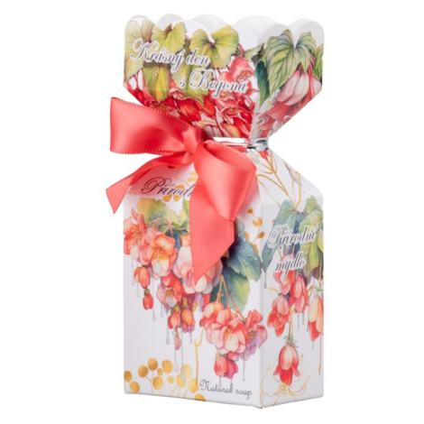 Mýdlo Krásný den s begonií v krabičce, v světle růžové a lososové barvě 90g