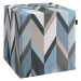 Dekoria Sedák Cube - kostka pevná 40x40x40, geometrický vzor  modrá béžová, 40 x 40 x 40 cm, Vin