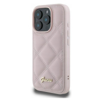 Pouzdro Guess pro iPhone 16 Pro 6.3 růžové Quilted Metal Logo