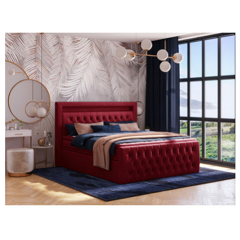 Čalouněná postel CESAR včetně úložného prostoru 160x200 Červená