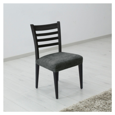 Potah elastický na sedák židle, komplet 2 ks Estivella odolný proti skvrnám, tmavě šedá FORBYT