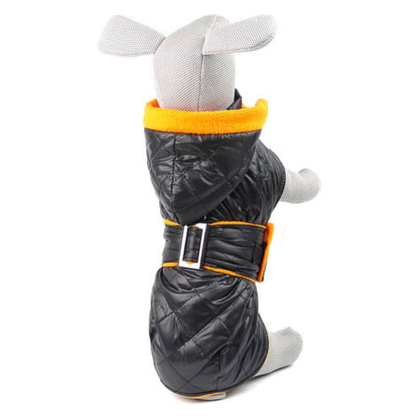 Vsepropejska Coldy bunda pro psa s kapucí Barva: Černo-oranžová, Délka zad (cm): 28, Obvod hrudn