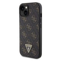 Zadní kryt Guess PU Leather 4G Triangle Metal Logo pro Apple iPhone 15, černá