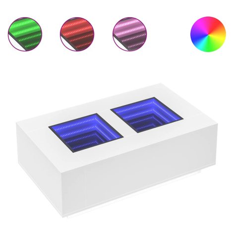 vidaXL Konferenční stolek s Infinity LED bílý 116 x 69 x 40 cm