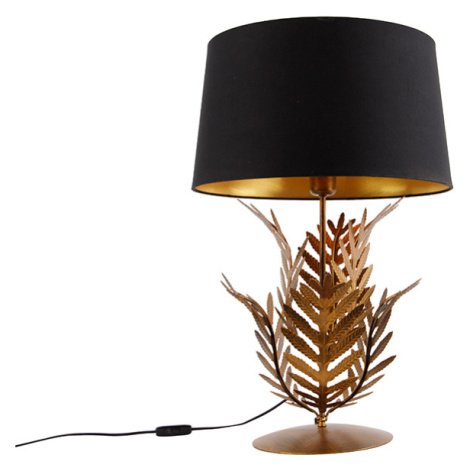 Stolní lampa zlatá s odstínem černé bavlny 40 cm - Botanica QAZQA