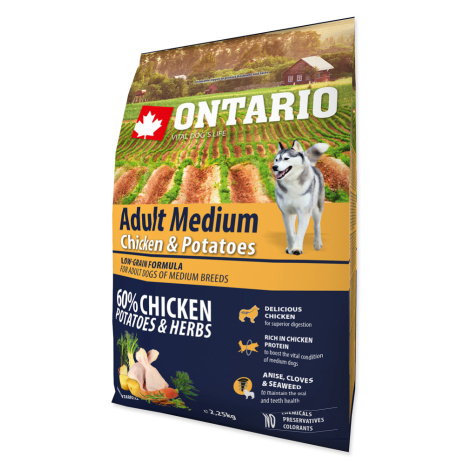 ONTARIO Dog Adult Medium chicken & potatoes & herbs granule pro psy 2,25 kg