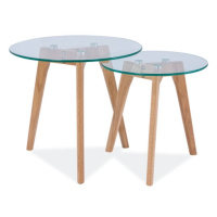 Přístavný stolek USLU dub/sklo