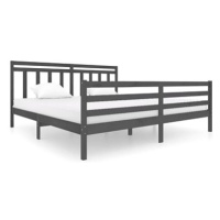 Rám postele šedý masivní dřevo 200 × 200 cm, 3100676