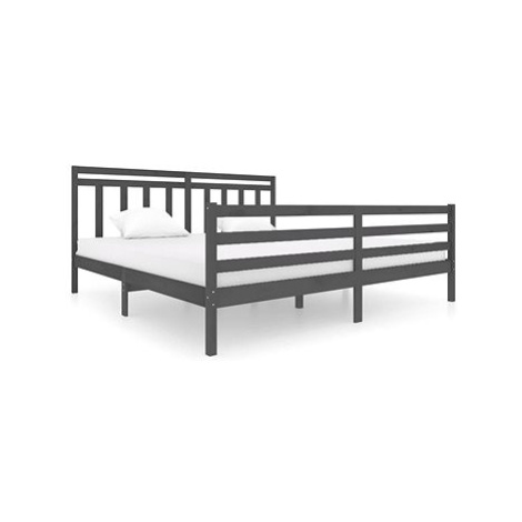 Rám postele šedý masivní dřevo 200 × 200 cm, 3100676 SHUMEE