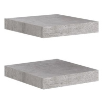 Shumee plovoucí nástěnné 2 ks betonově šedé 23×23,5×3,8 cm MDF, 326589