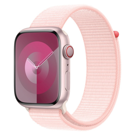 Apple Watch Series 9 Cellular 45mm Růžový hliník se světle růžovým provlékacím řemínkem Růžová