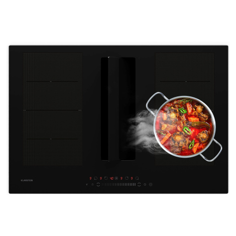 Klarstein Chef-Fusion Down Air System, indukční varná deska + DownAir digestoř, 77 cm, 600 m³/h 