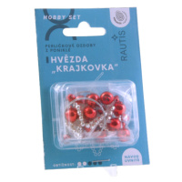 Sada na výrobu ozdoby z perliček - Krajkovka - stříbrná/červená/bílá