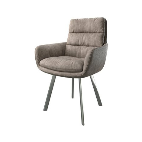 DELIFE Jídelní židle Abelia-Flex s područkou taupe vintage oválná podnož z nerezové oceli