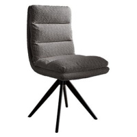 DELIFE Otočná židle Abelia-Flex křížová podnož zaoblená otočná bouclé šedá