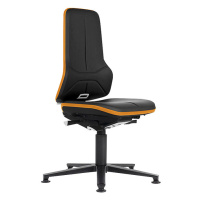 bimos Průmyslová otočná židle NEON ESD, patky, synchronní mechanika, koženka, oranžový flexibiln