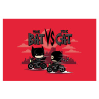 Umělecký tisk Bat vs Cat, 40x26.7 cm