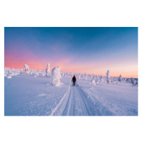 Fotografie Person snowshoeing in Lalpand at dawn, Marco Bottigelli, 40 × 26.7 cm