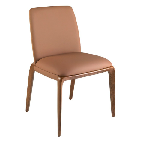 Estila Luxusní moderní jídelní židle Vita Naturale s koženým potahem v koňakové hnědé barvě a dř