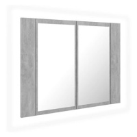 Shumee LED Koupelnová skřínka se zrcadlem - betonově šedá, 60 × 12 × 45 cm