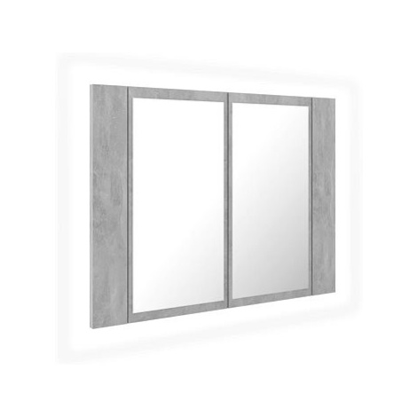 Shumee LED Koupelnová skřínka se zrcadlem - betonově šedá, 60 × 12 × 45 cm
